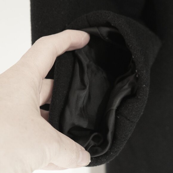 Babaton Cocoon Coat Black Cashmere Wool Funnel Neck Minimal Goth Quiet Lux Coat - Picture 12 of 16